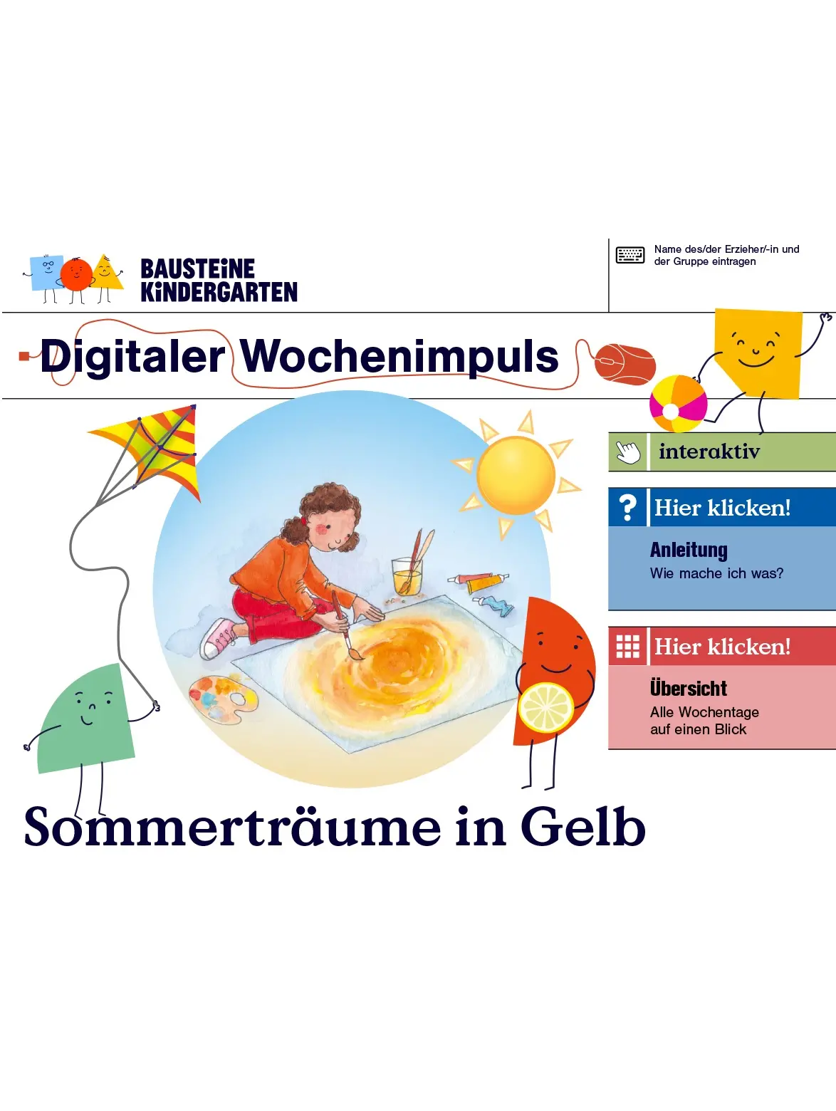 Sommerträume in Gelb - Bausteine Kindergarten digitale Wochenimpulse
