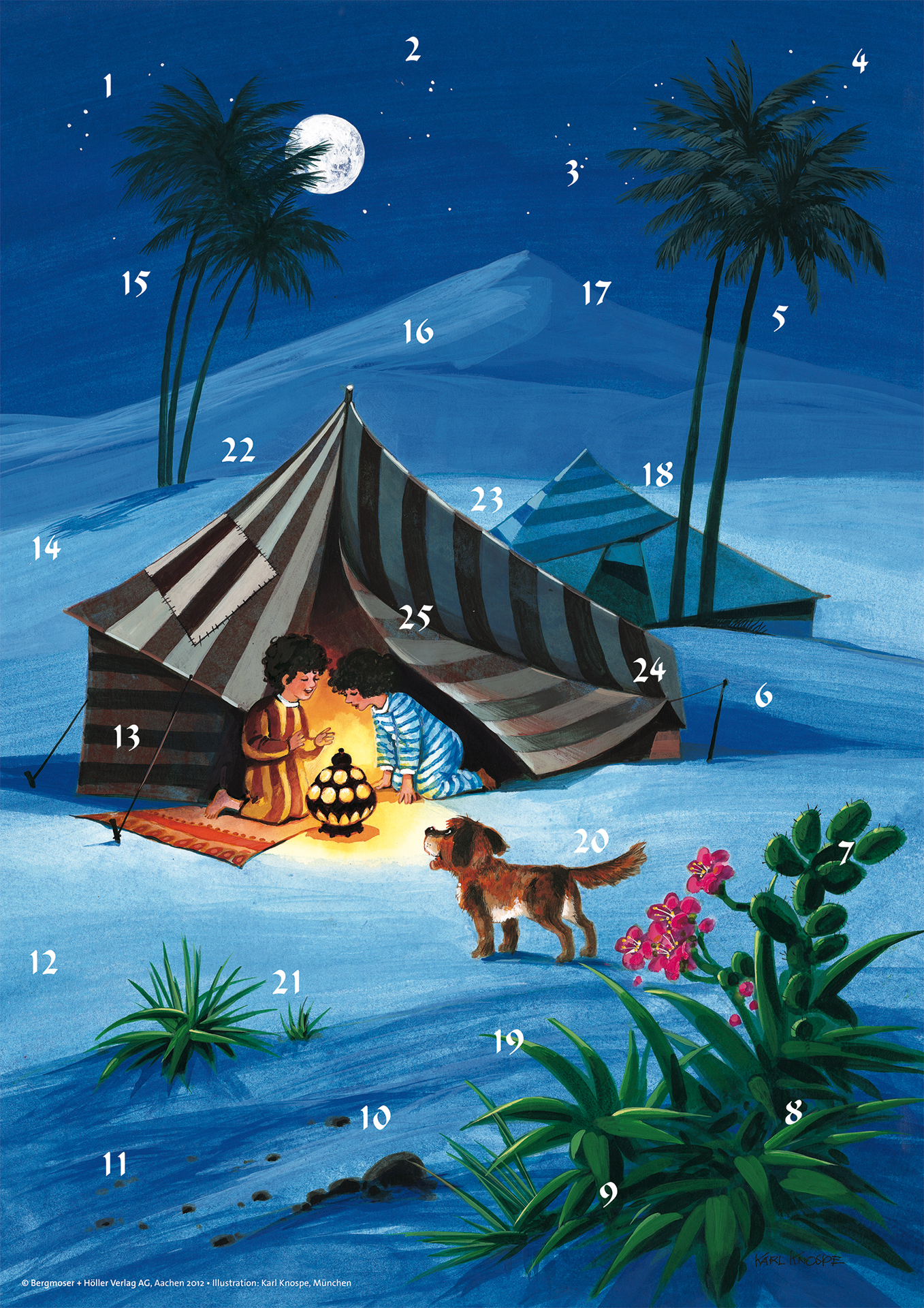 Rahel und Abel retten das heilige Feuer - Fensterbild-Adventskalender