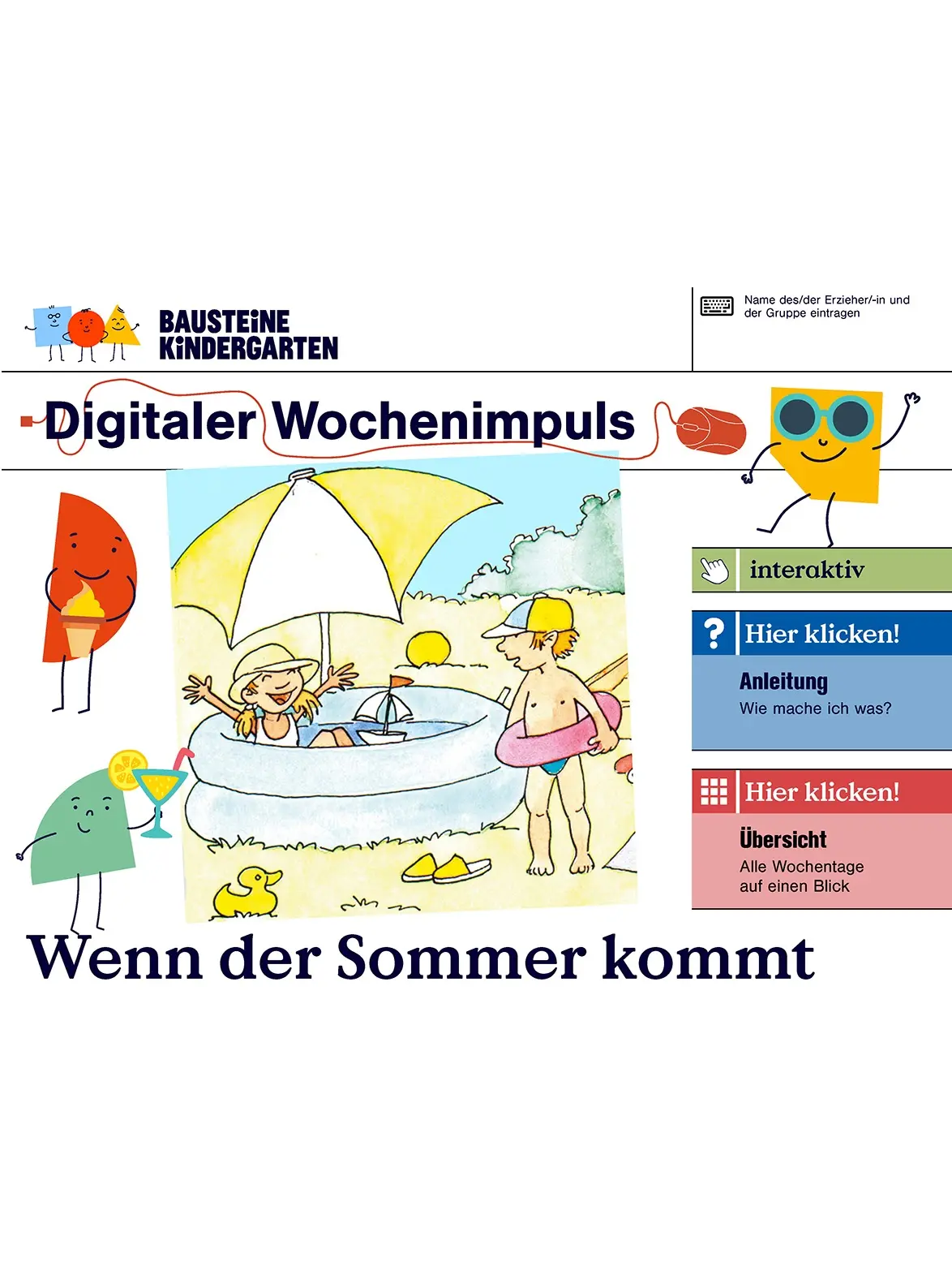 Wenn der Sommer komt - Bausteine Kindergarten digitale Wochenimpulse