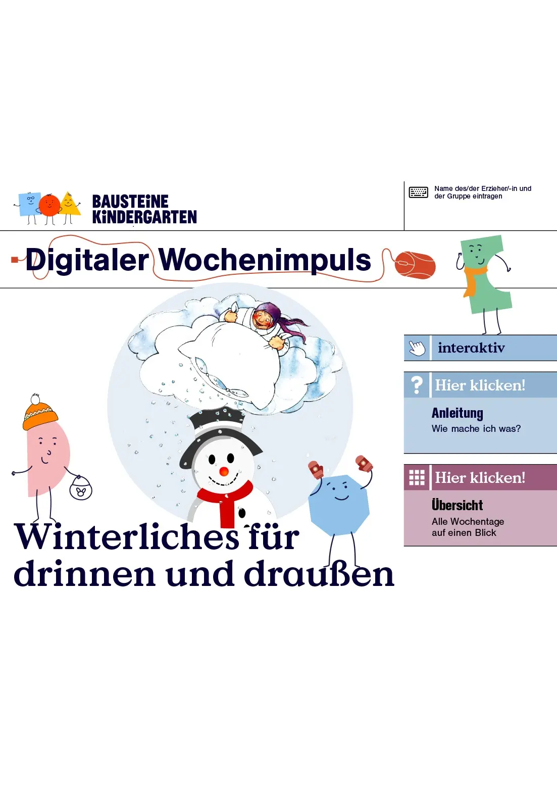 Winterliches für drinnen und draußen - Bausteine Kindergarten digitale Wochenimpulse