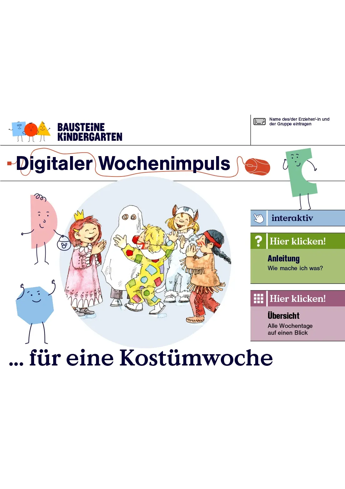 Kostümwoche - Bausteine Kindergarten digitale Wochenimpulse
