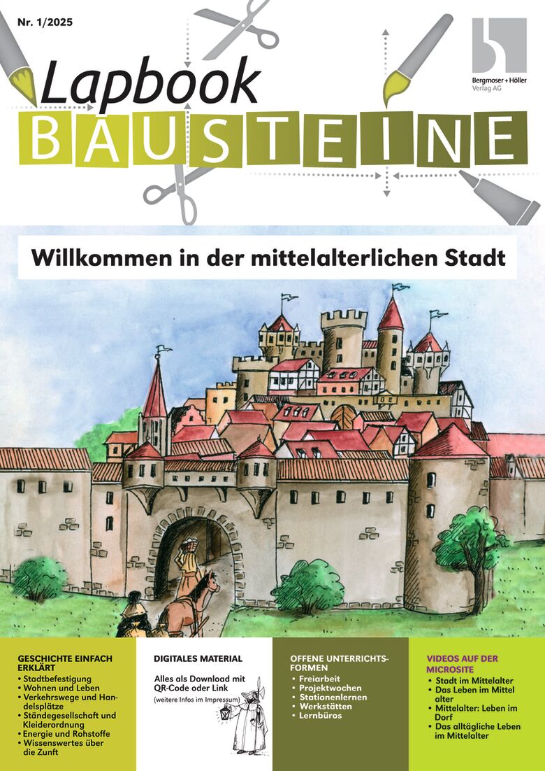 Willkommen in der mittelalterlichen Stadt - Lapbook Bausteine