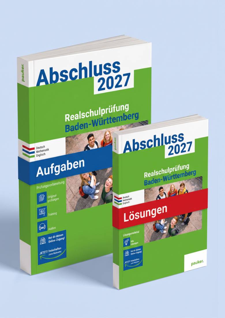 Realschulprüfung Baden-Württemberg Aufgaben + Lösungen | 3-Fächer-Kombi - Prüfungsvorbereitung Baden-Württemberg