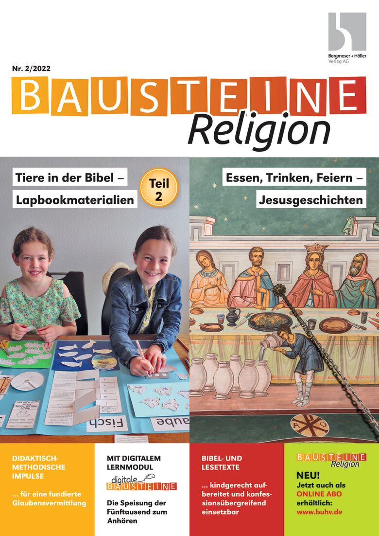 Tiere in der Bibel (Teil 2) - Lapbookmaterialien / Essen, Trinken, Feiern - Jesusgeschichten - Bausteine Religion