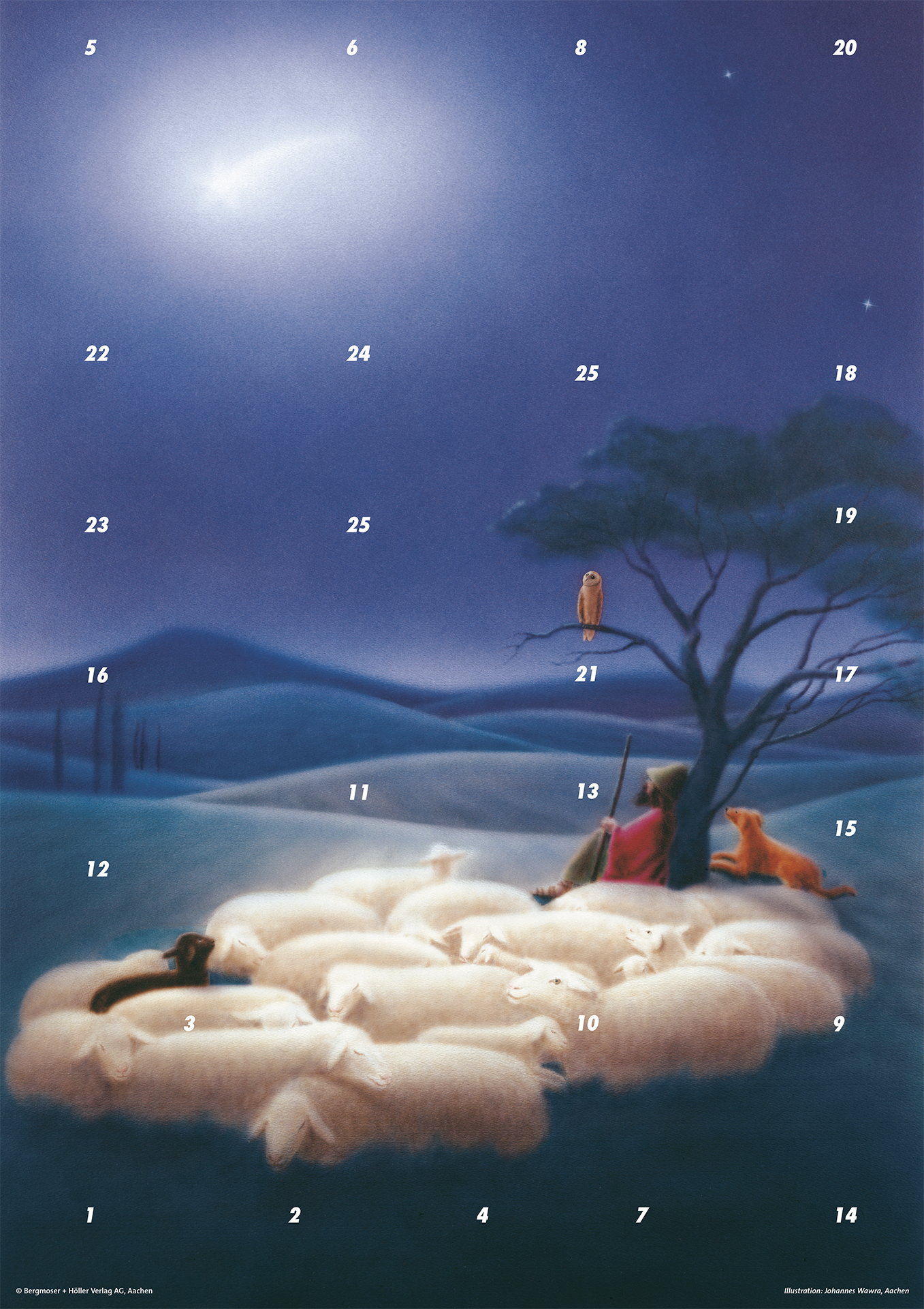 Auch die Tiere folgen dem Stern - Fensterbild-Adventskalender