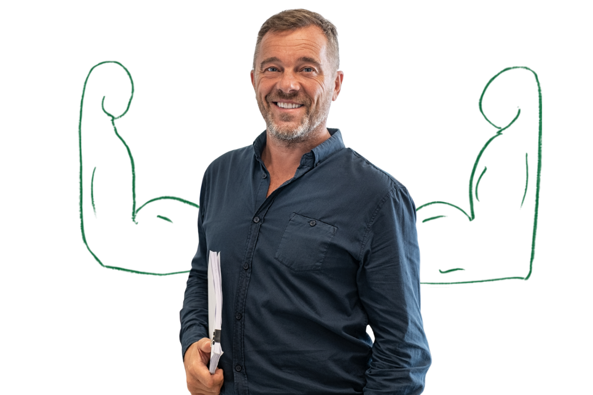 Lehrer illustrierte starke Arme