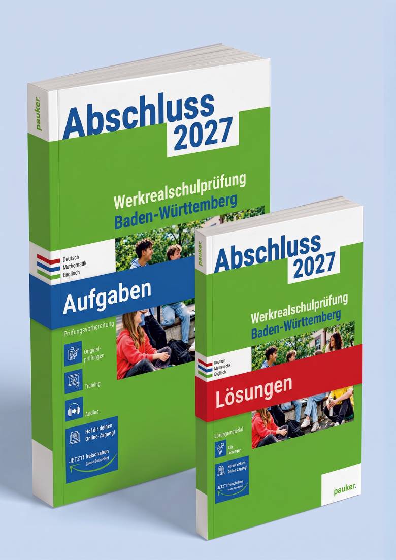  Werkrealschulprüfung Baden-Württemberg  Aufgaben + Lösungen | 3-Fächer-Kombi - Prüfungsvorbereitung Baden-Württemberg