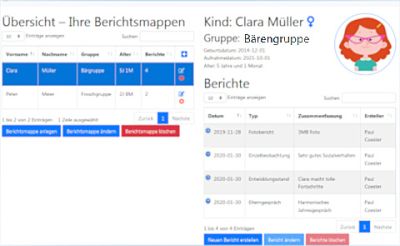 Übersicht über erstellte Berichtsmappen